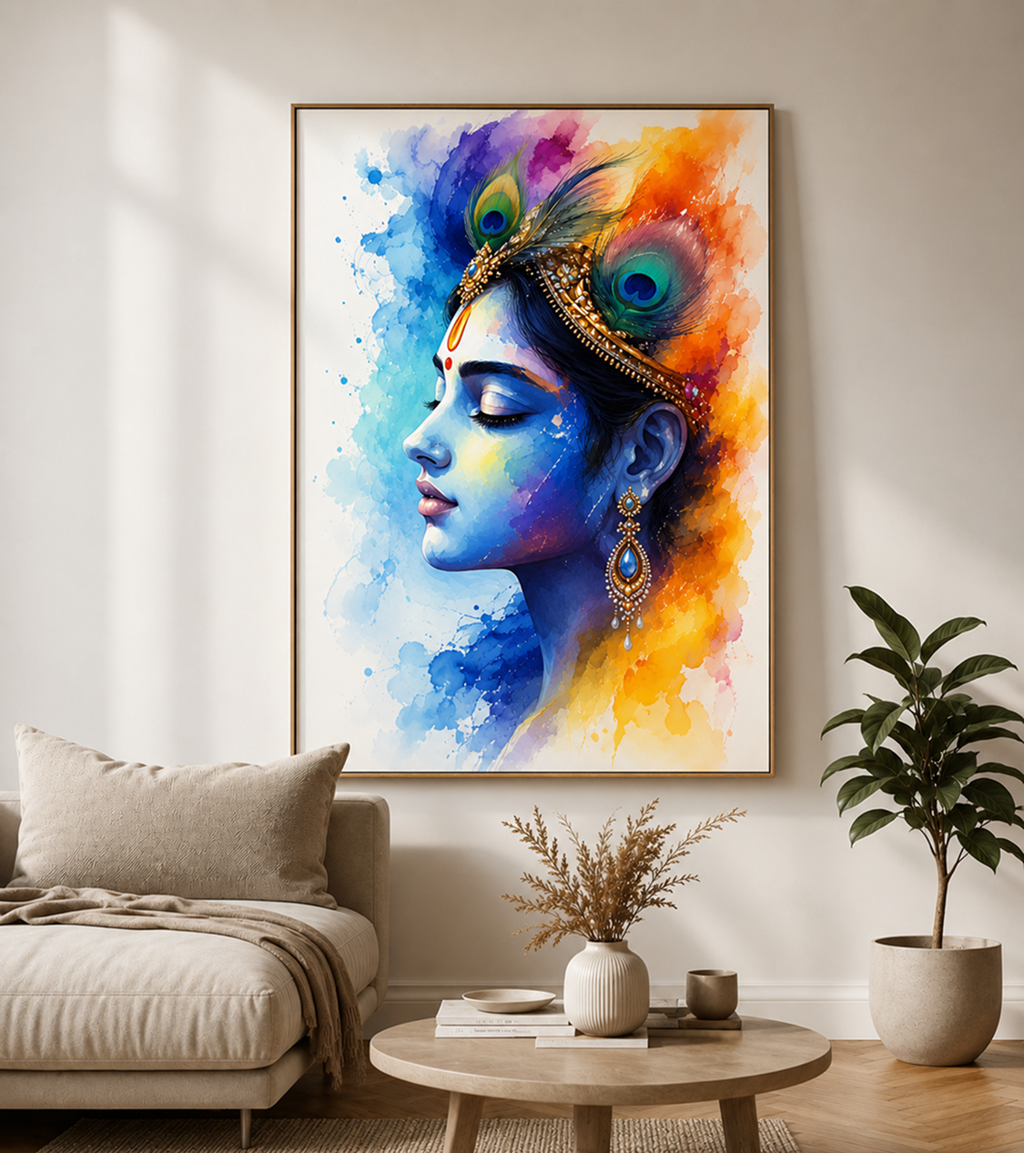 Divine Radiance – Krishna Inspired Canvas Wall Art