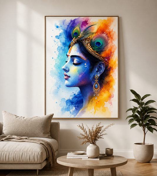 Divine Radiance – Krishna Inspired Canvas Wall Art