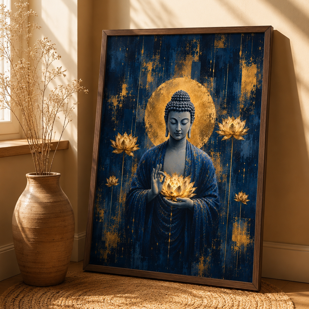 Golden Lotus Buddha – Canvas Wall Art