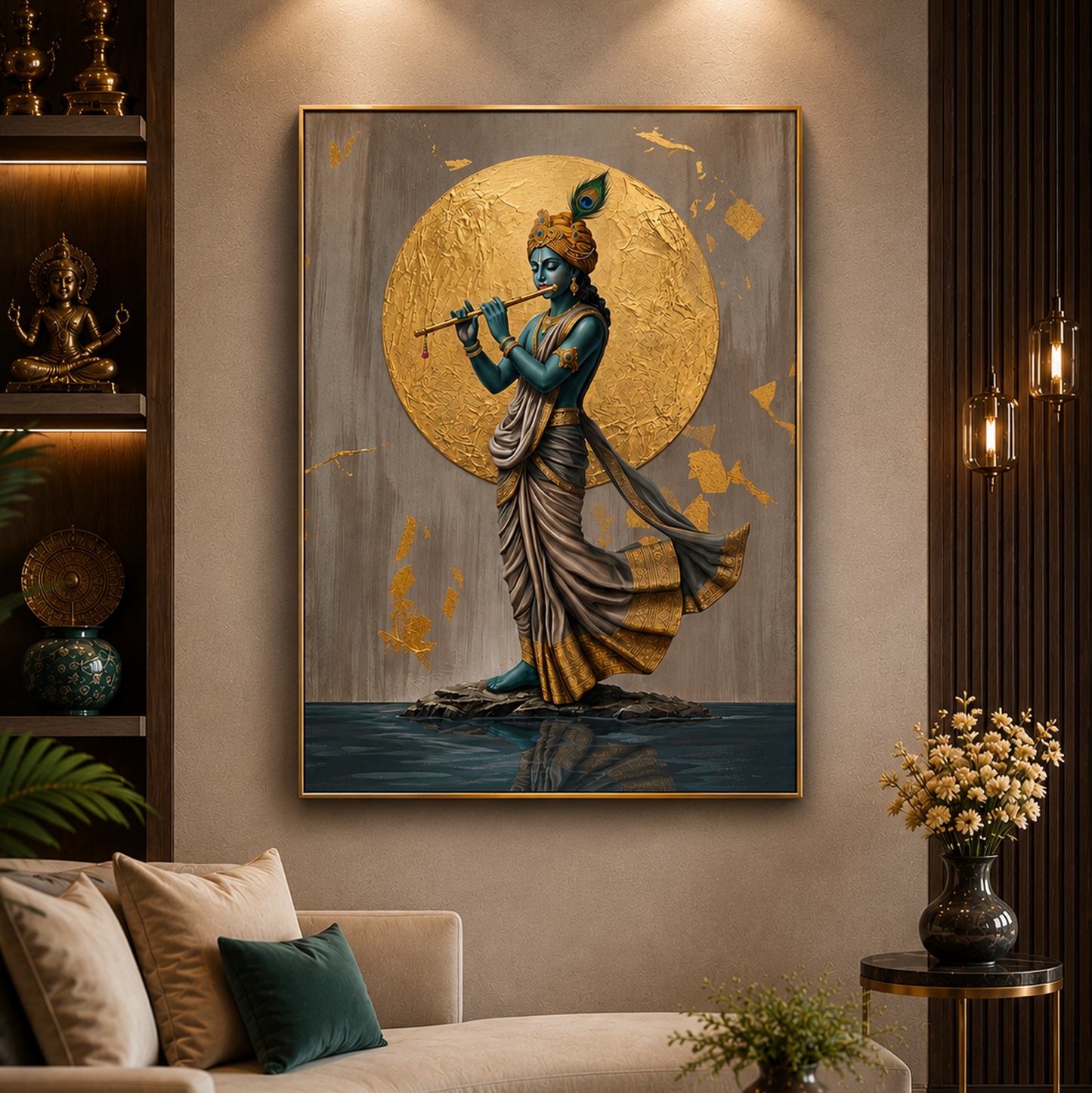 Golden Harmony – Krishna Canvas Wall Art